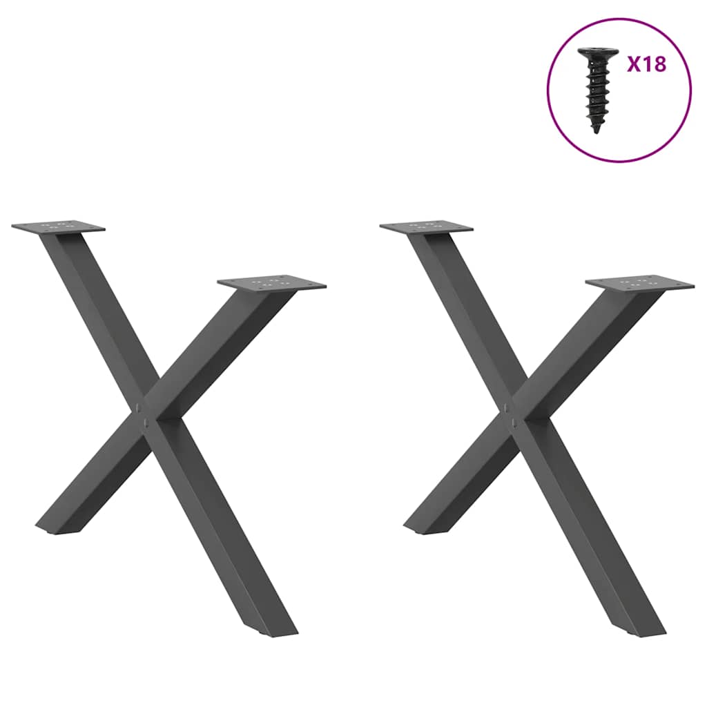 2 db antracit acél dohányzóasztal lábak x-alakú 70x(42-43) cm