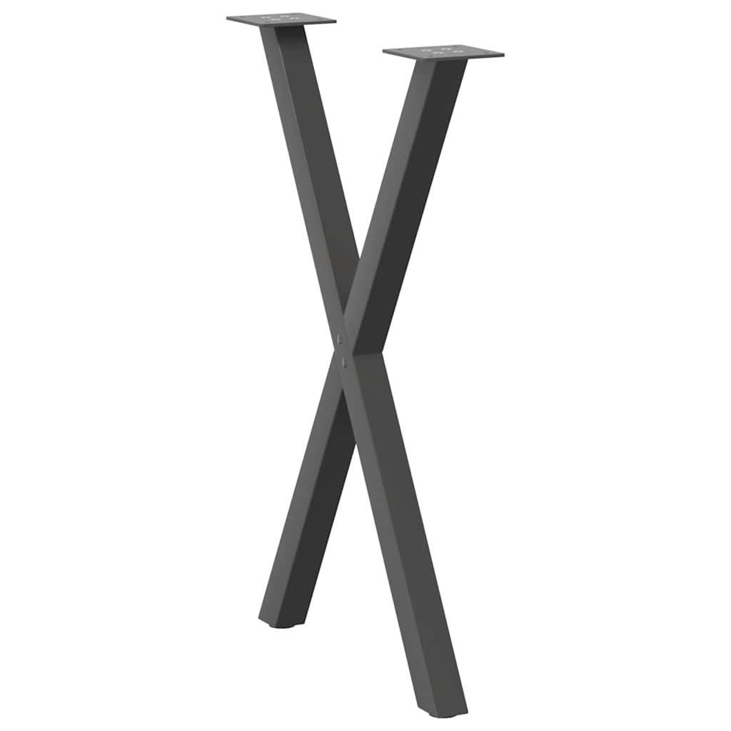2 db antracit acél étkezőasztal lábak x-alakú 60x(72-73) cm