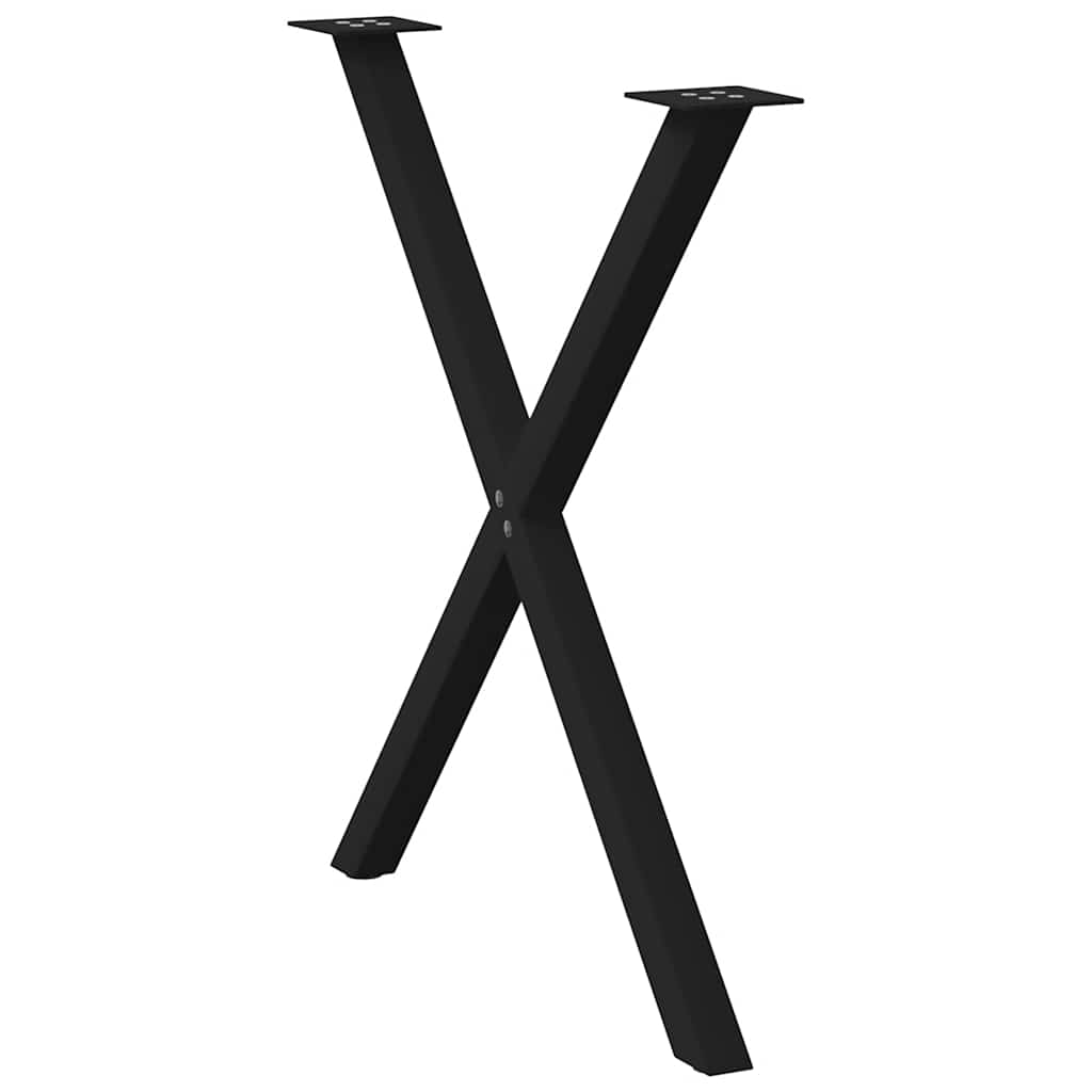 2 db x alakú étkezőasztal láb fekete, 70 x (72-73) cm acél