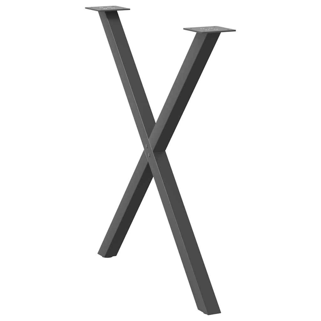 2 db antracit acél étkezőasztal lábak x-alakú 70x(72-73) cm
