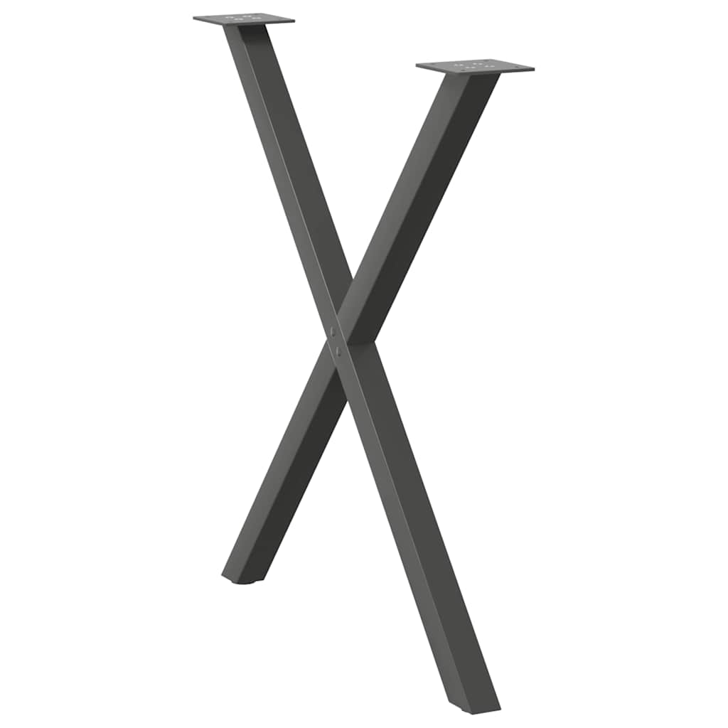 2 db antracit acél étkezőasztal lábak x-alakú 80x(72-73) cm