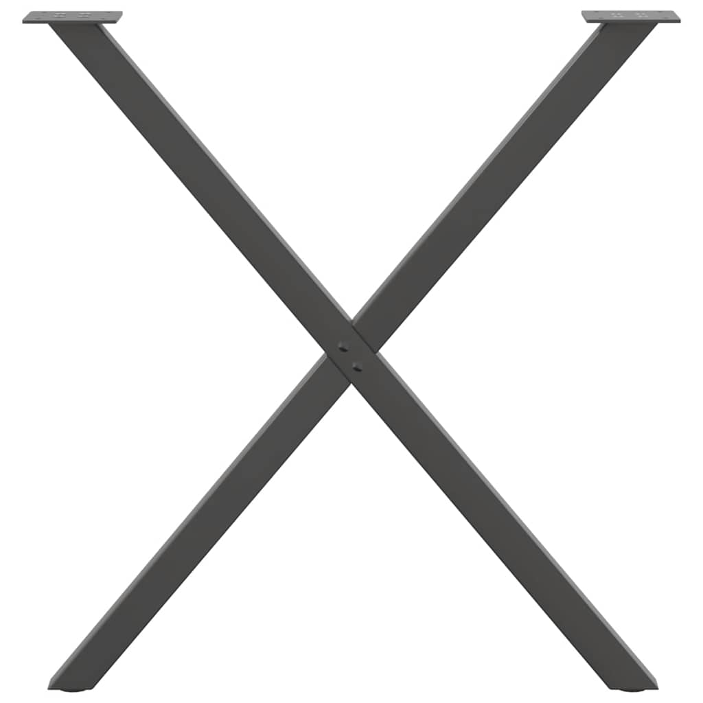 2 db antracit acél étkezőasztal lábak x-alakú 80x(72-73) cm