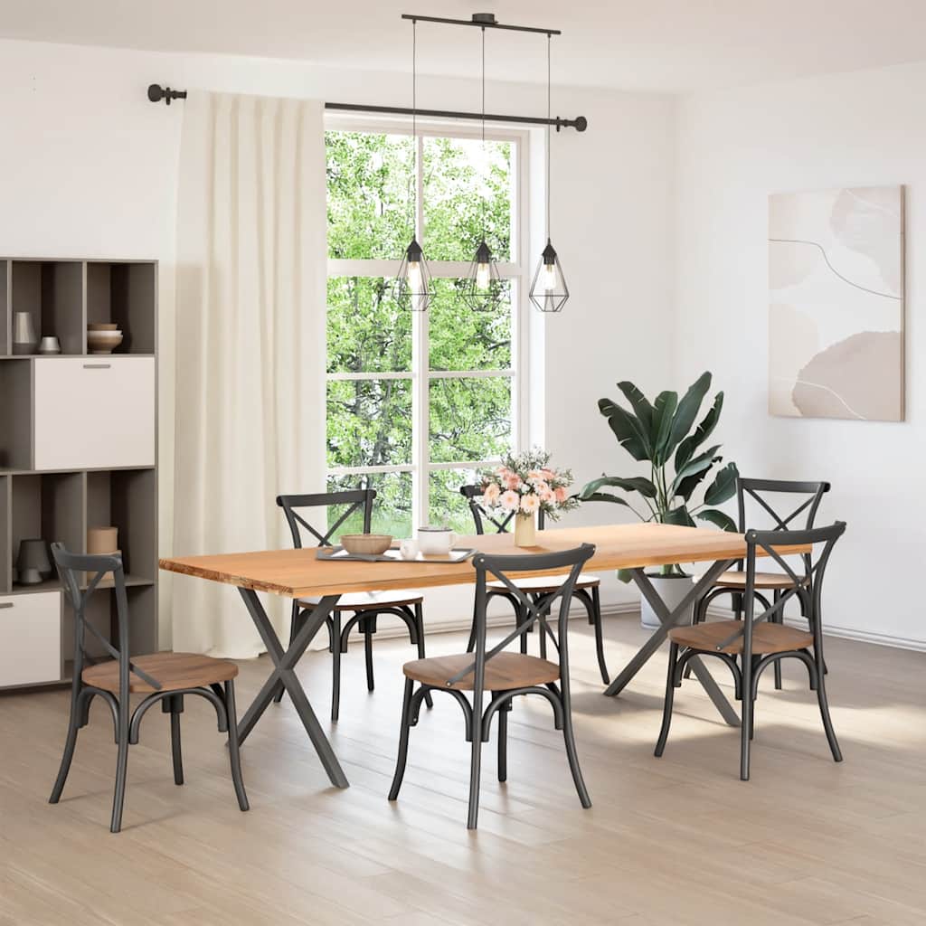 2 db antracit acél étkezőasztal lábak x-alakú 90x(72-73) cm