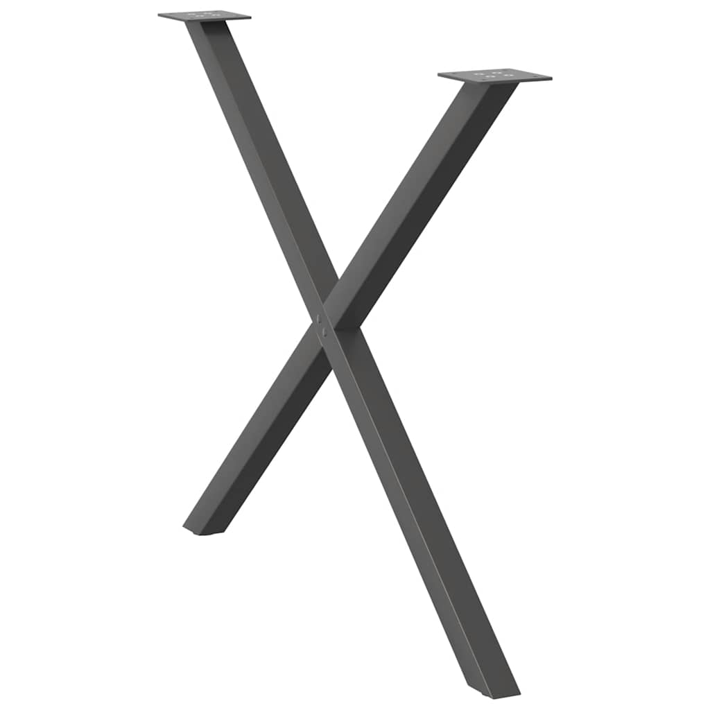 2 db antracit acél étkezőasztal lábak x-alakú 90x(72-73) cm