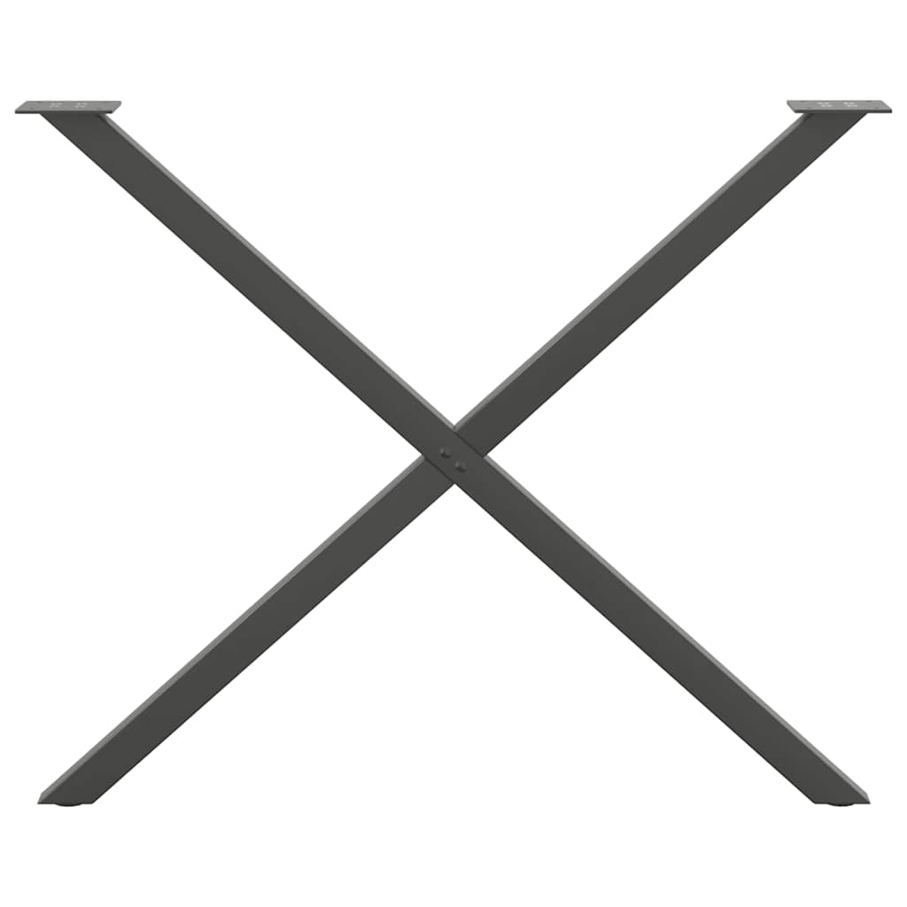 2 db antracit acél étkezőasztal lábak x-alakú 90x(72-73) cm