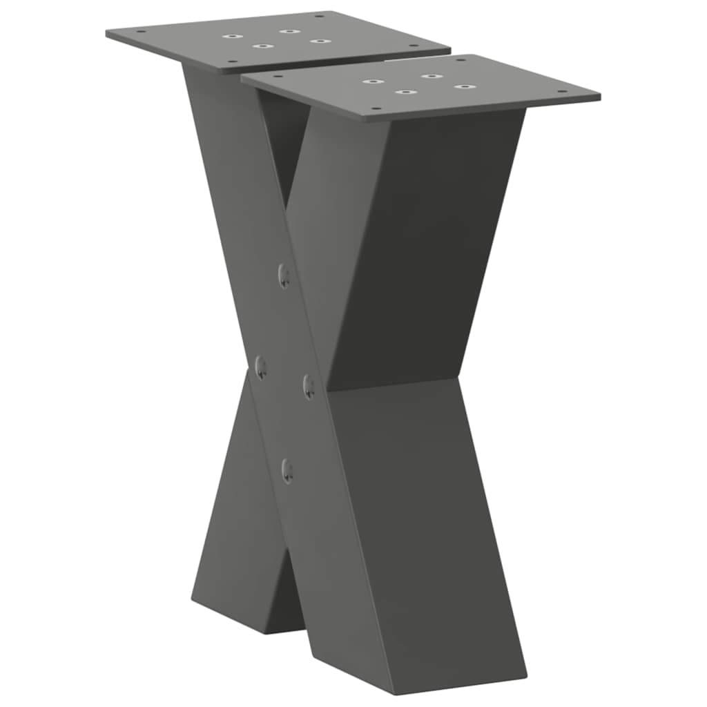 2 db antracit acél dohányzóasztal lábak x-alakú 40x(30-31) cm