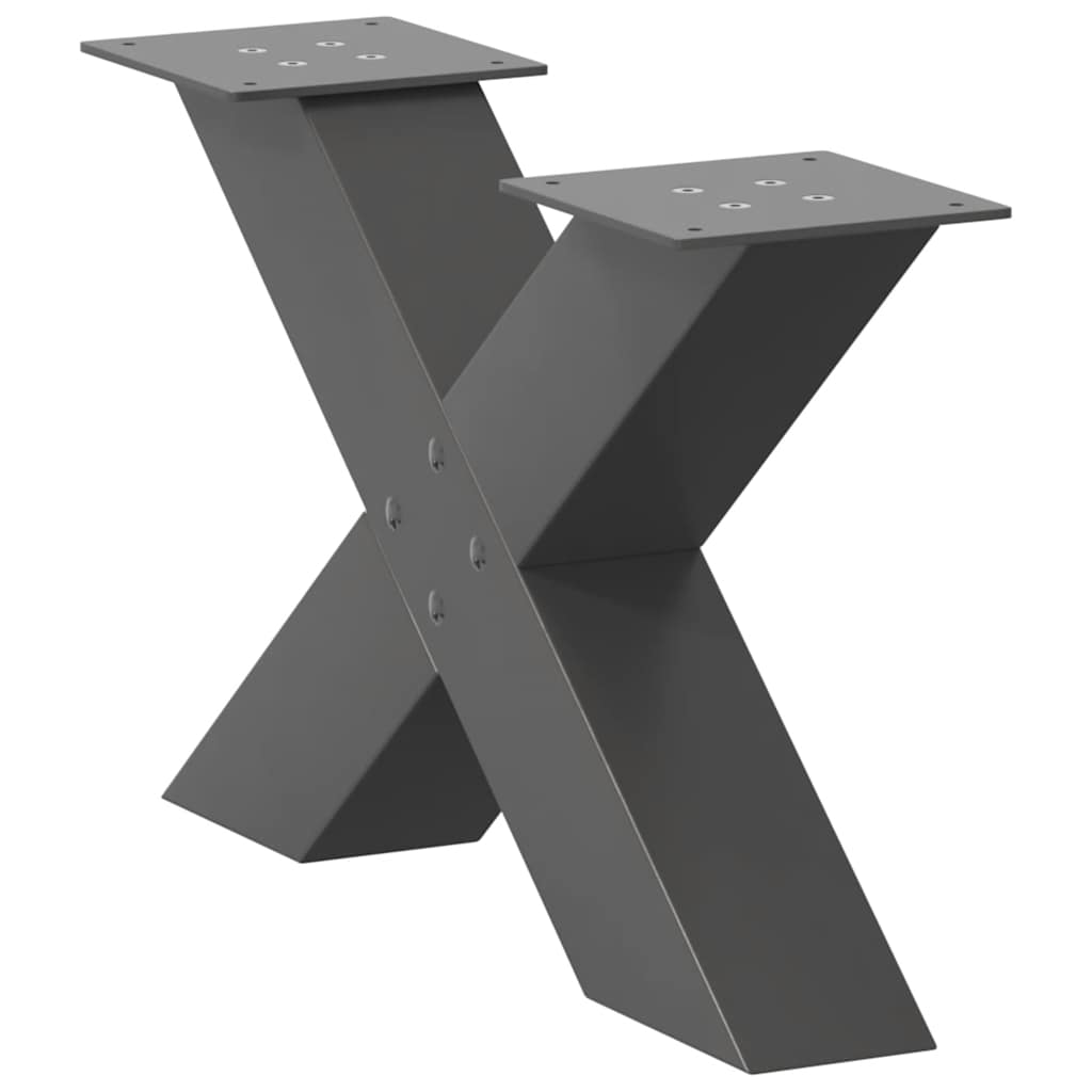 2 db antracit acél dohányzóasztal lábak x-alakú 50x(30-31) cm