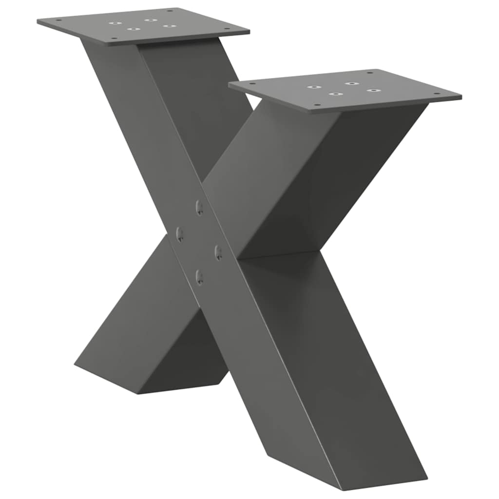 2 db antracit acél dohányzóasztal lábak x-alakú 60x(30-31) cm