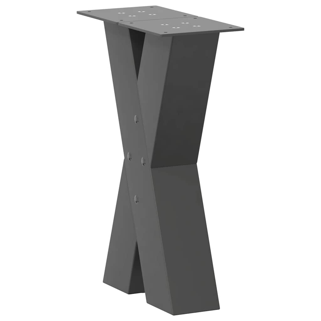 2 db antracit acél dohányzóasztal lábak x-alakú 28x(42-43) cm