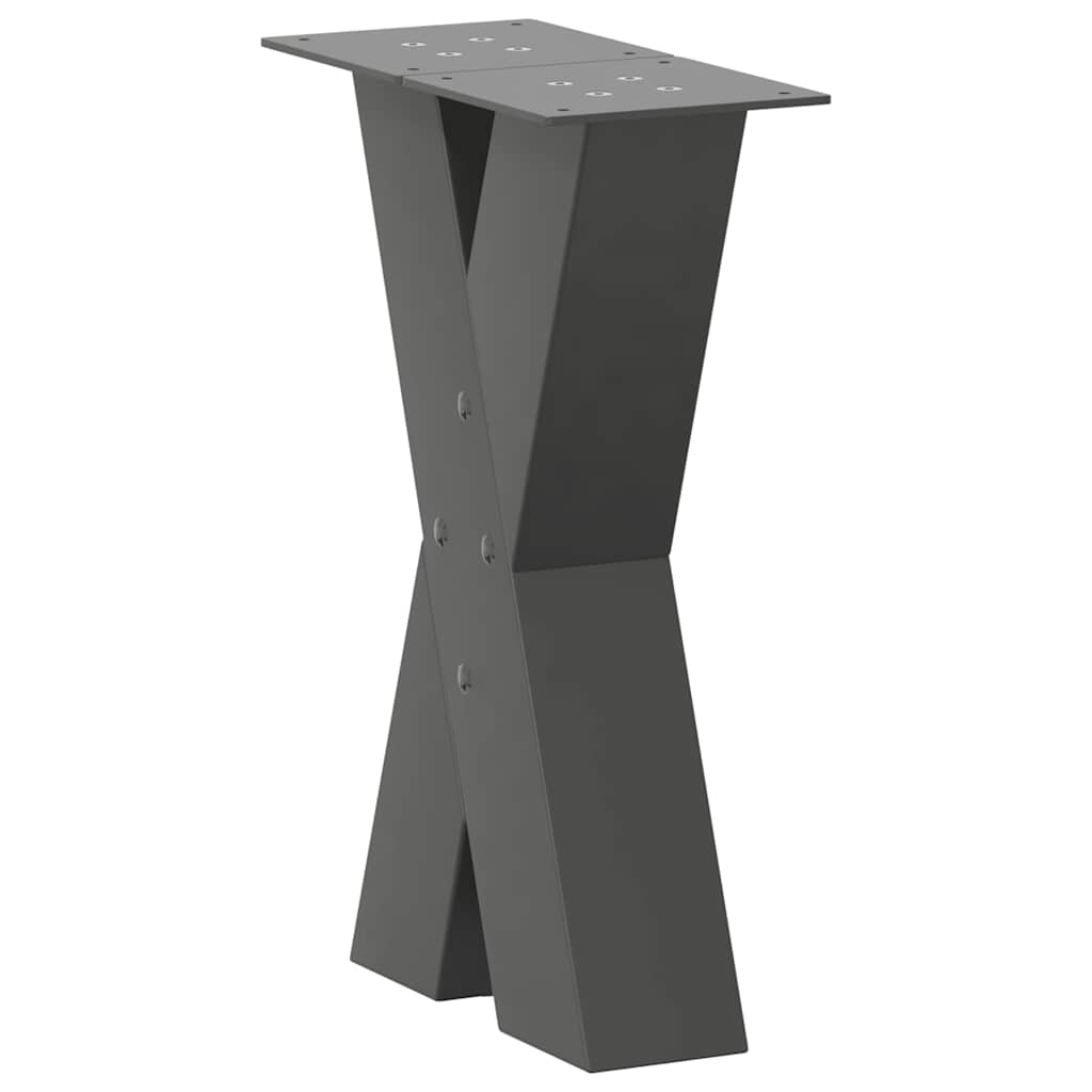 2 db antracit acél dohányzóasztal lábak x-alakú 38x(42-43) cm