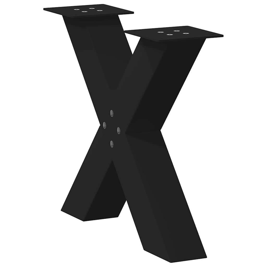 2 db acél fekete dohányzóasztal lábak x-alakú 50x(42-43) cm