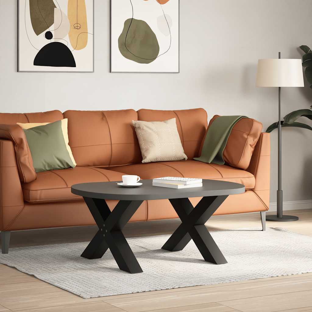 2 db acél fekete dohányzóasztal lábak x-alakú 70x(42-43) cm