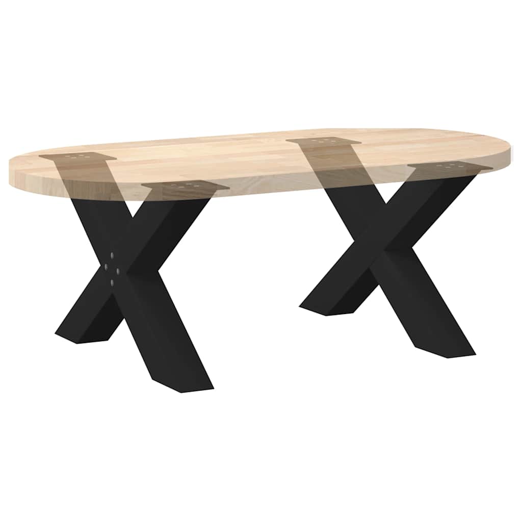2 db acél fekete dohányzóasztal lábak x-alakú 70x(42-43) cm