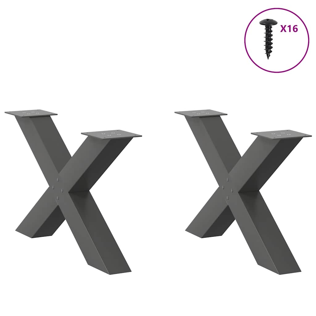 2 db antracit acél dohányzóasztal lábak x-alakú 70x(42-43) cm