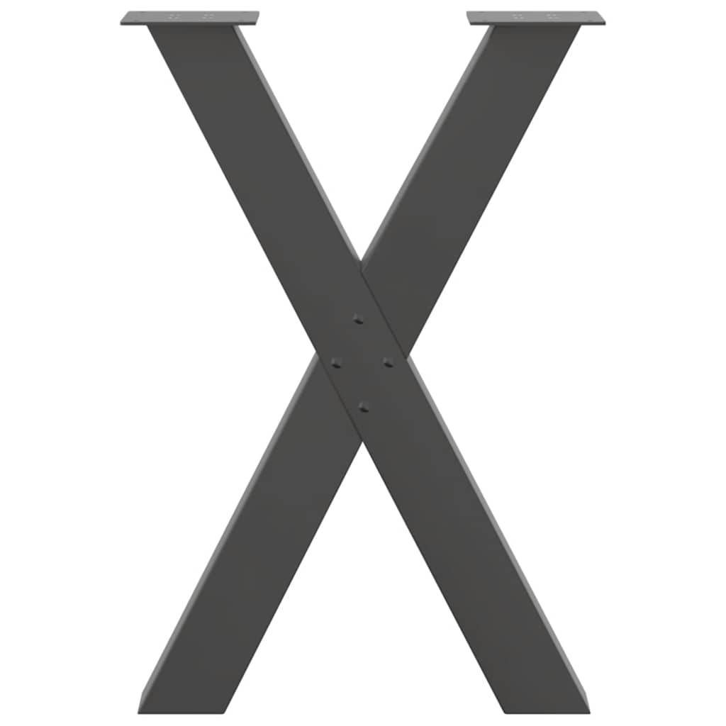 2 db antracit acél étkezőasztal lábak x-alakú 50x(72-73) cm