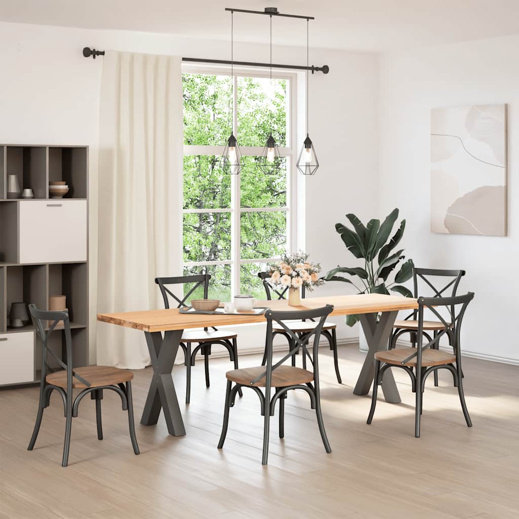 2 db antracit acél étkezőasztal lábak x-alakú 60x(72-73) cm