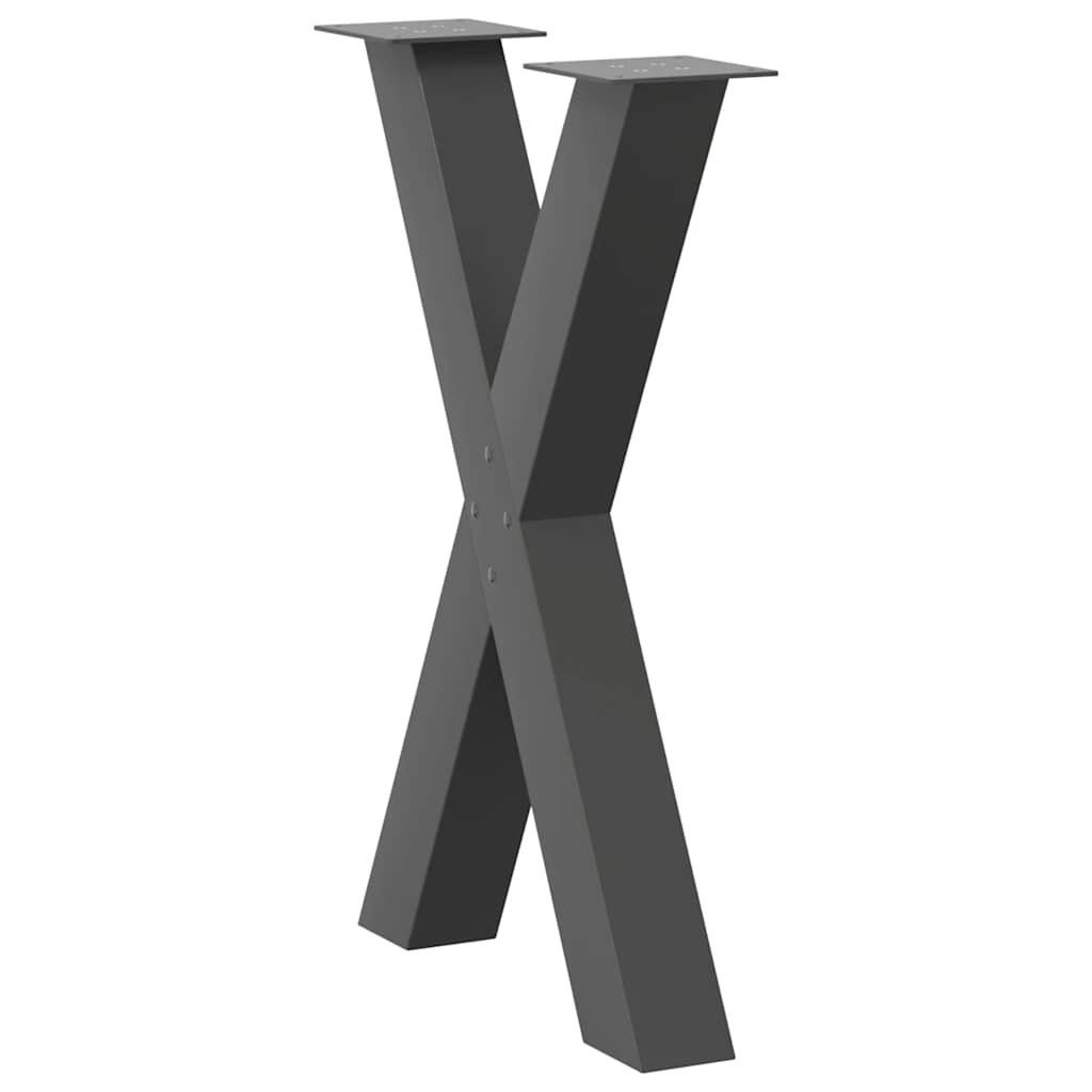 2 db antracit acél étkezőasztal lábak x-alakú 60x(72-73) cm