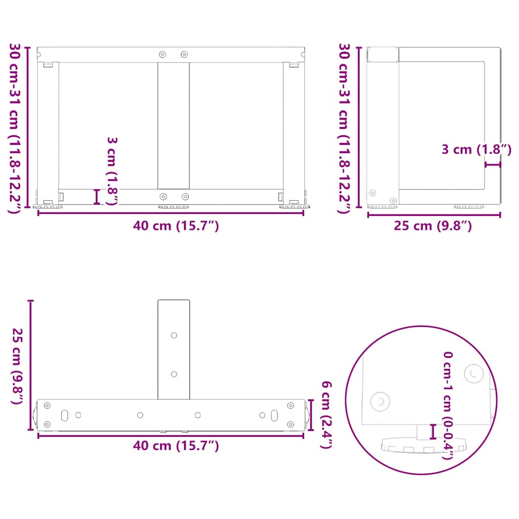 2 db antracit acél dohányzóasztal lábak t-alakú 40x25x(30-31)cm