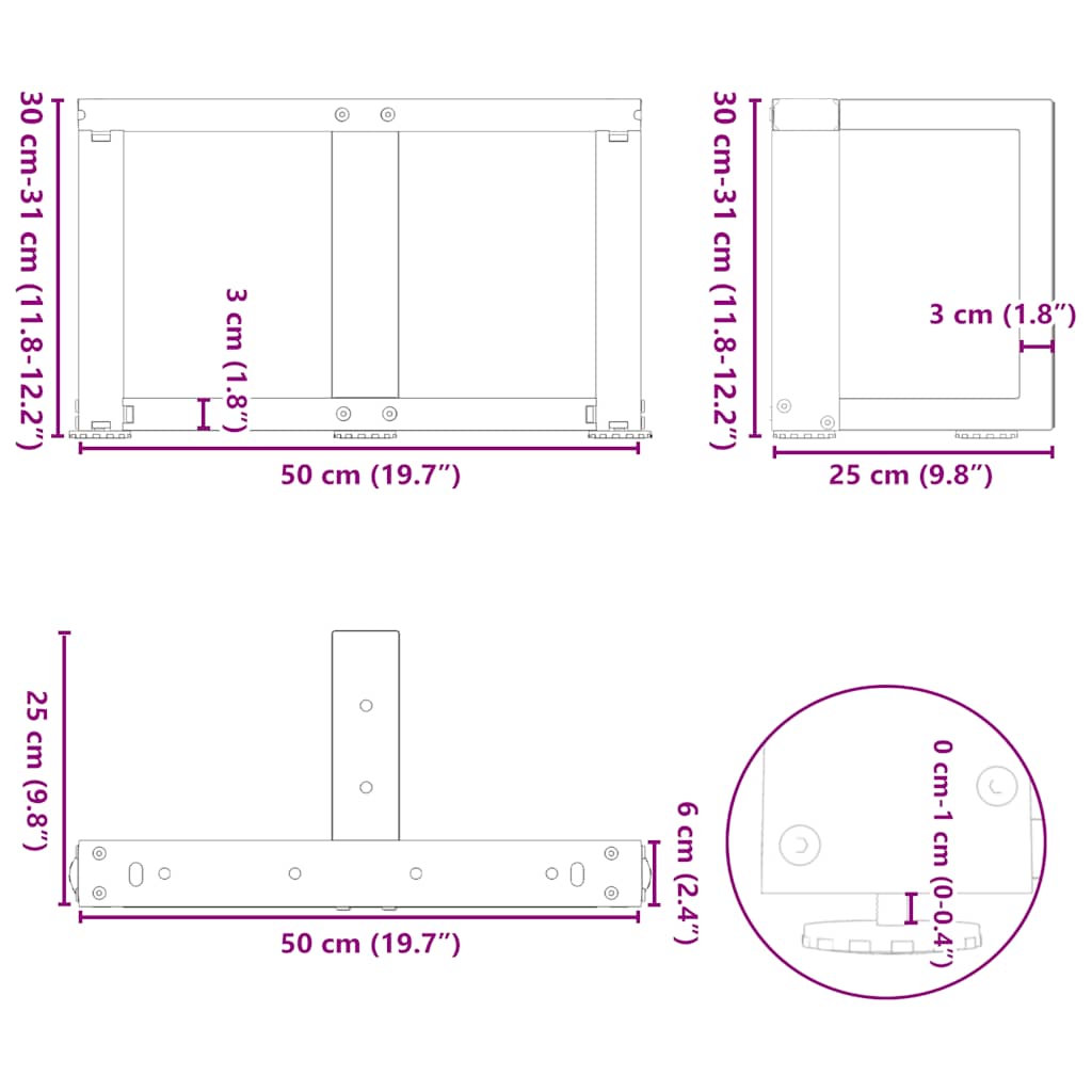 2 db fehér acél dohányzóasztal lábak t-alakú 50x25x(30-31) cm