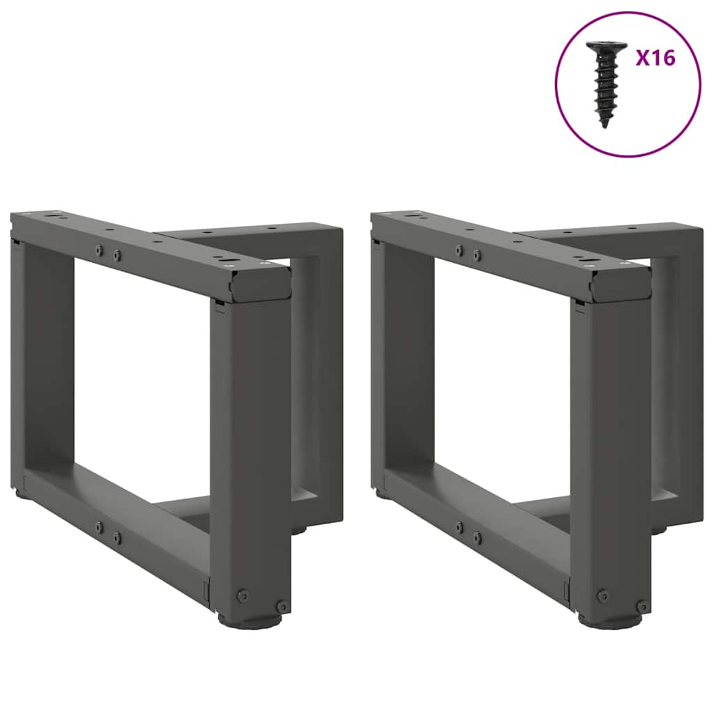 2 db antracit acél dohányzóasztal lábak t-alakú 50x25x(30-31)cm