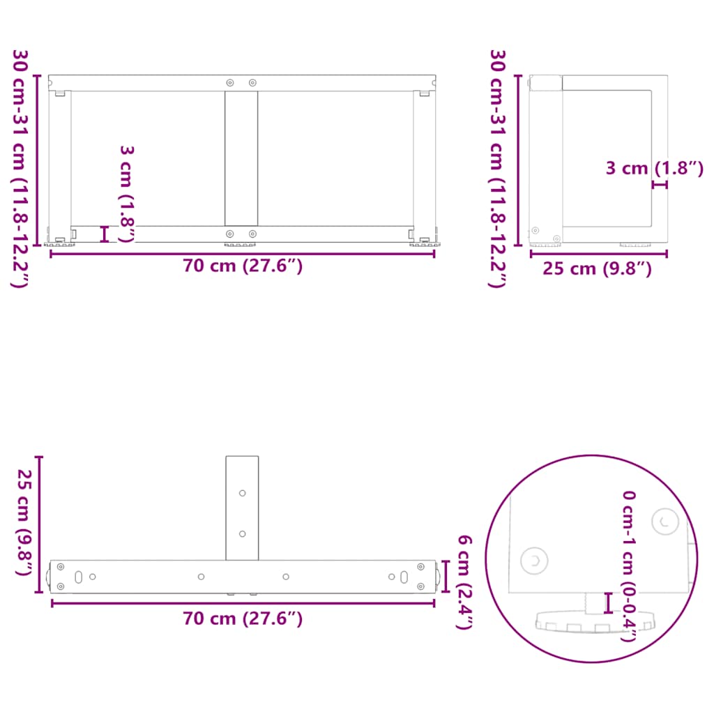 2 db antracit acél dohányzóasztal lábak t-alakú 70x25x(30-31)cm