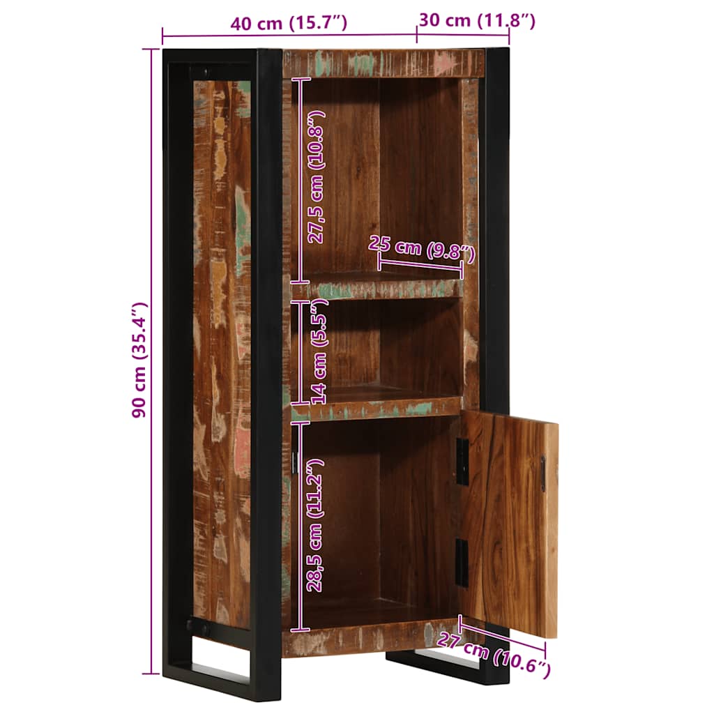 Fürdőszoba szekrény 40x30x90 cm tömörfa, újrahasznosított fa