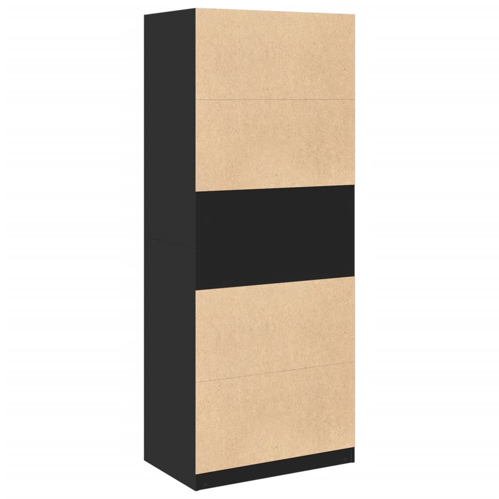 Fekete szerelt fa ruhásszekrény 80 x 50 x 200 cm Fekete szerelt fa ruhásszekrény 80 x 50 x 200 cm