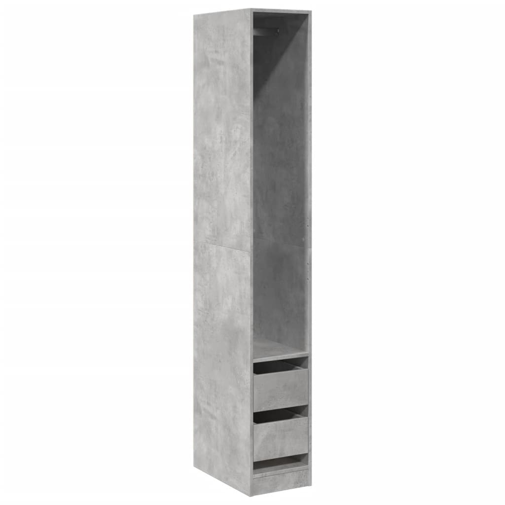 Betonszürke szerelt fa ruhásszekrény 30 x 50 x 200 cm Betonszürke szerelt fa ruhásszekrény 30 x 50 x 200 cm