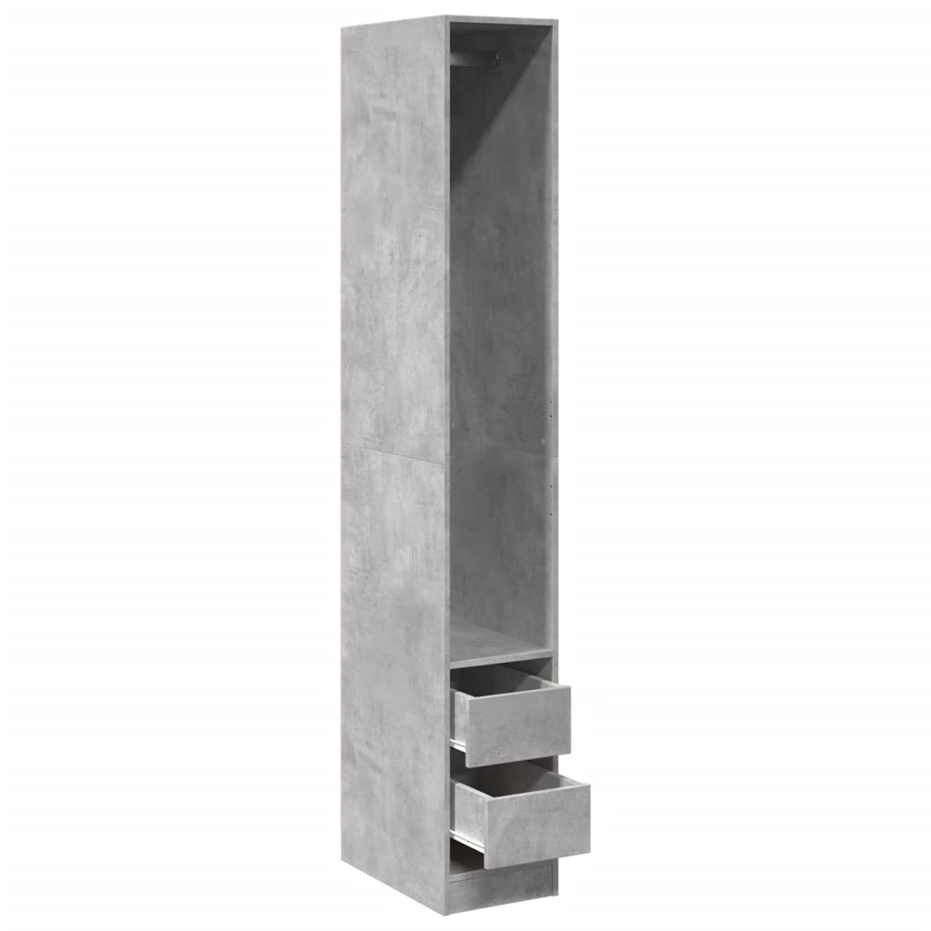 Betonszürke szerelt fa ruhásszekrény 30 x 50 x 200 cm Betonszürke szerelt fa ruhásszekrény 30 x 50 x 200 cm