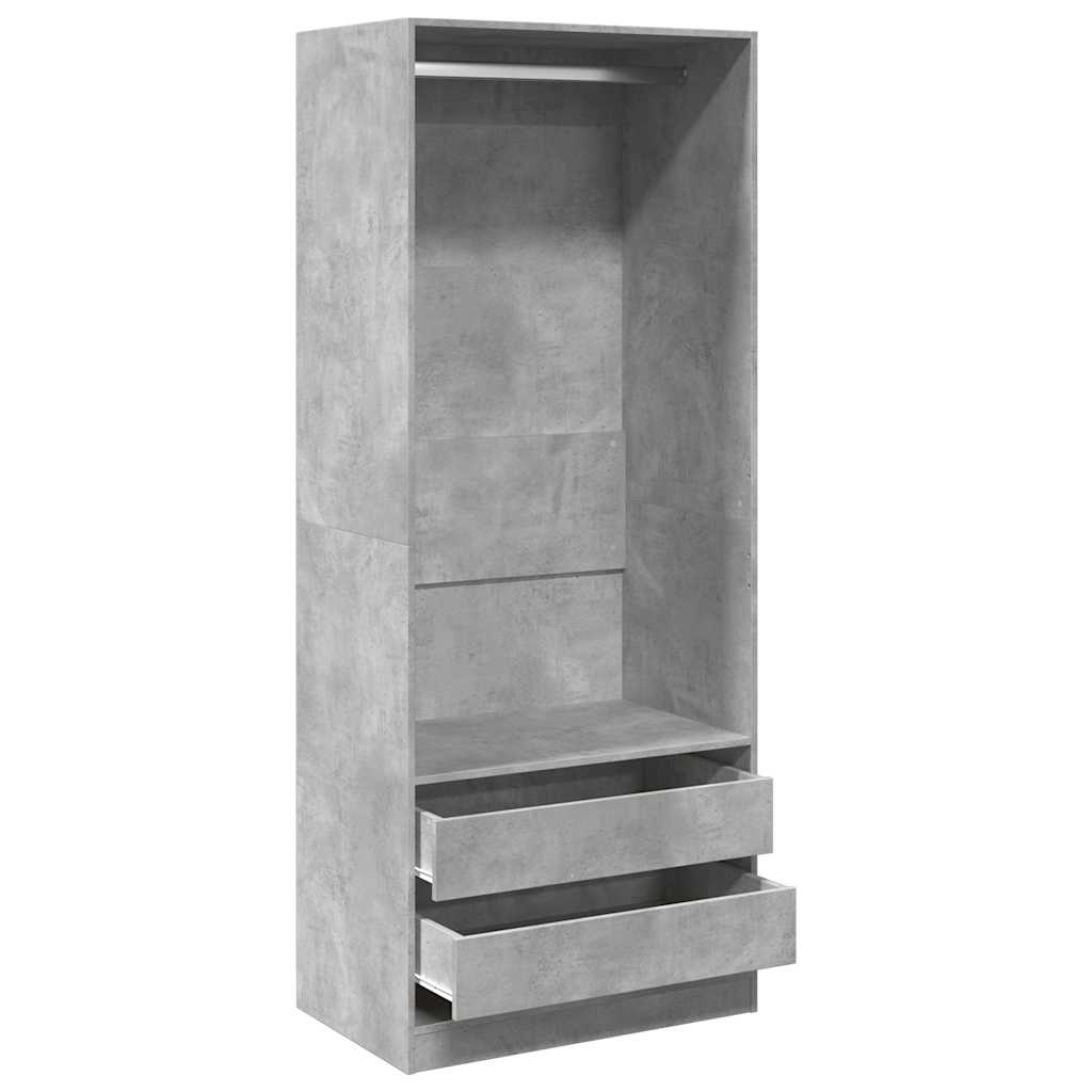 Betonszürke szerelt fa ruhásszekrény 80 x 50 x 200 cm