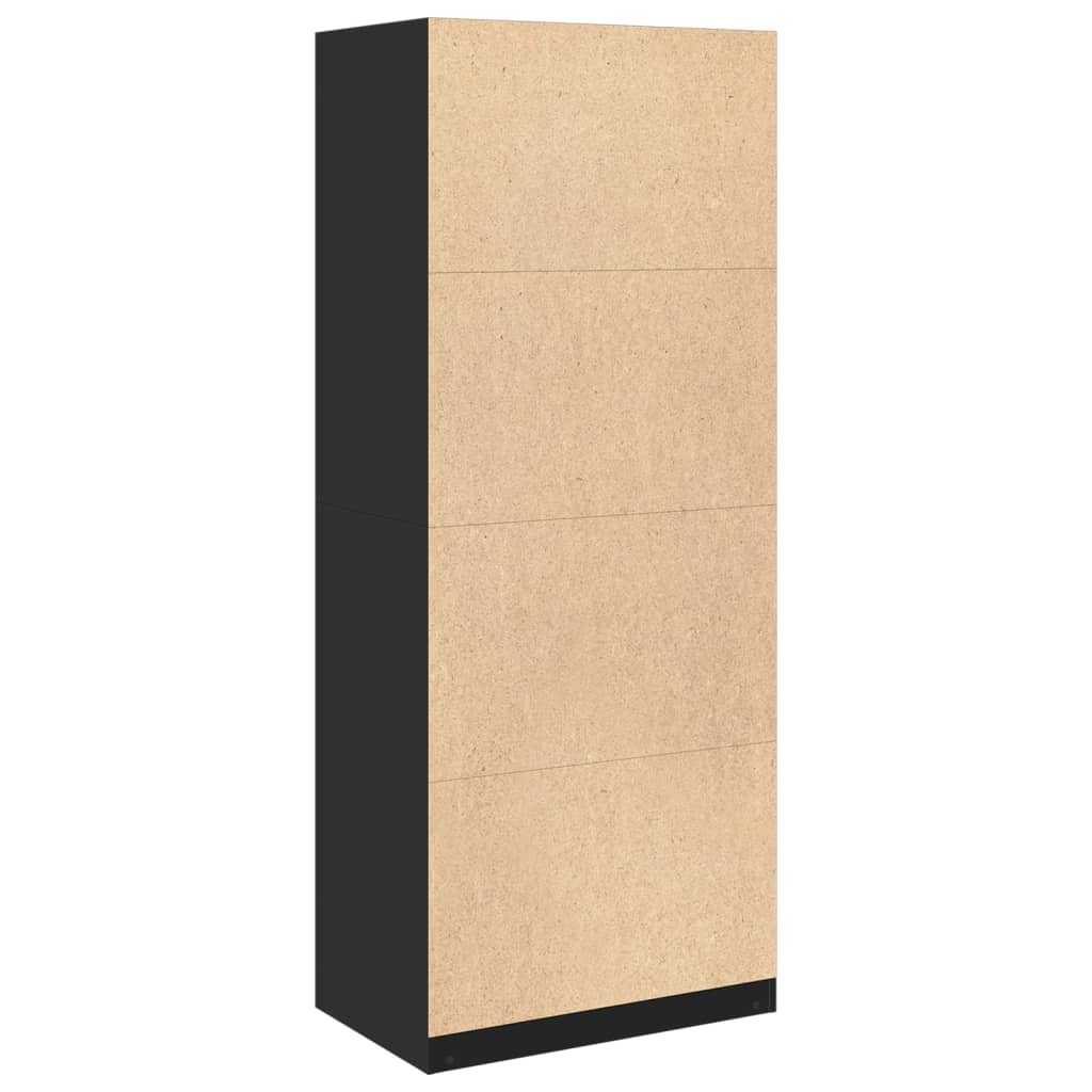 Fekete szerelt fa ruhásszekrény 80 x 50 x 200 cm Fekete szerelt fa ruhásszekrény 80 x 50 x 200 cm