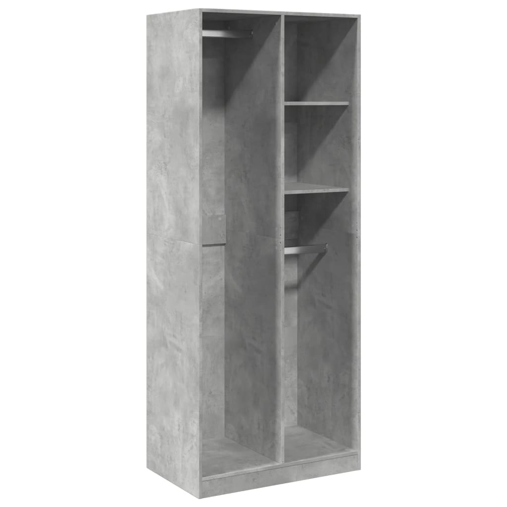 Betonszürke szerelt fa ruhásszekrény 80 x 50 x 200 cm