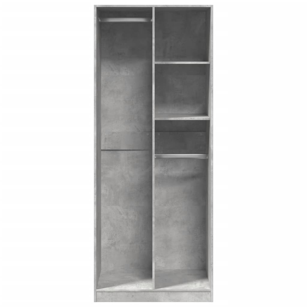 Betonszürke szerelt fa ruhásszekrény 80 x 50 x 200 cm
