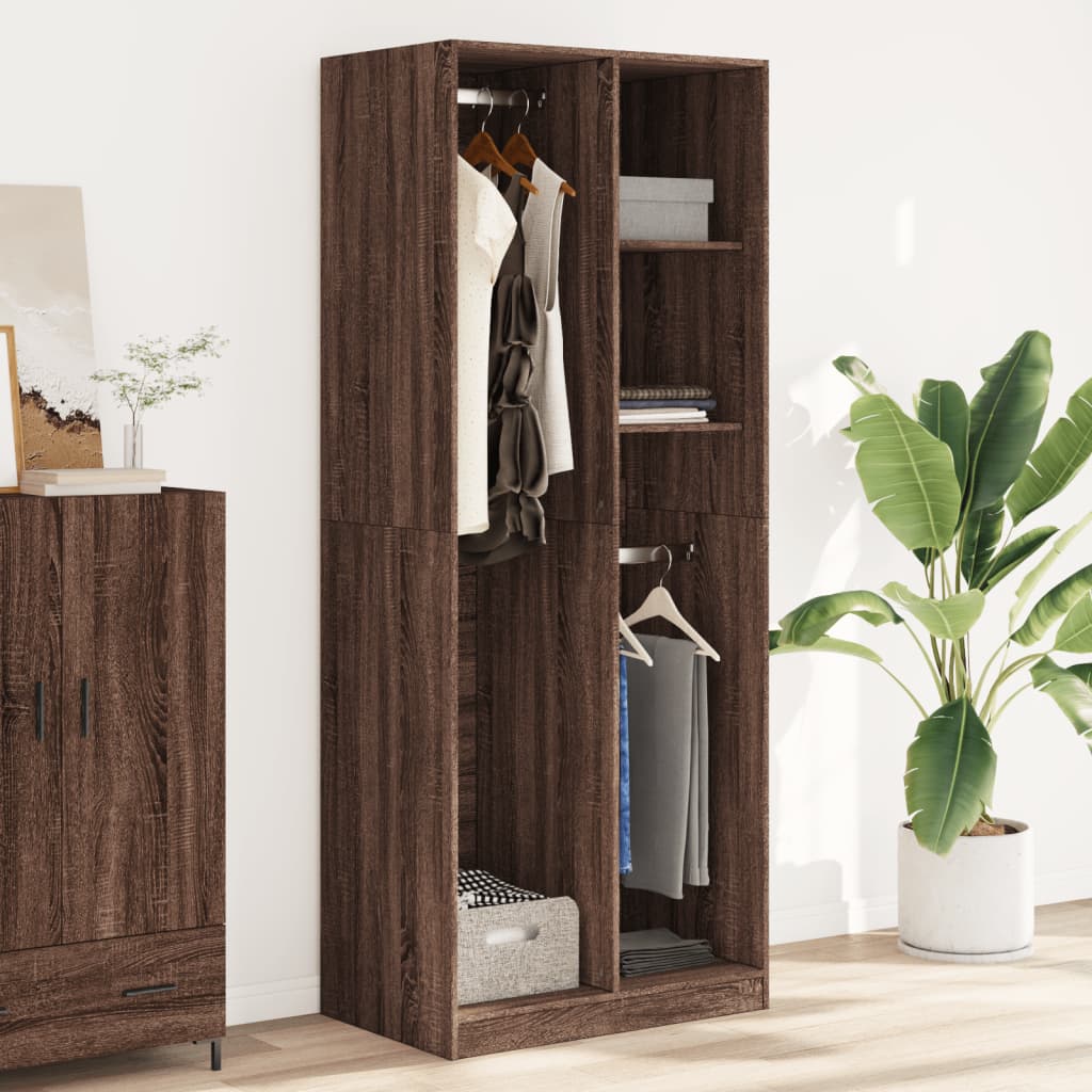 Barna tölgy színű szerelt fa ruhásszekrény 80 x 50 x 200 cm Barna tölgy színű szerelt fa ruhásszekrény 80 x 50 x 200 cm