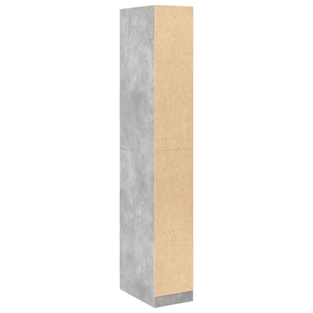 Betonszürke szerelt fa ruhásszekrény 30 x 50 x 200 cm