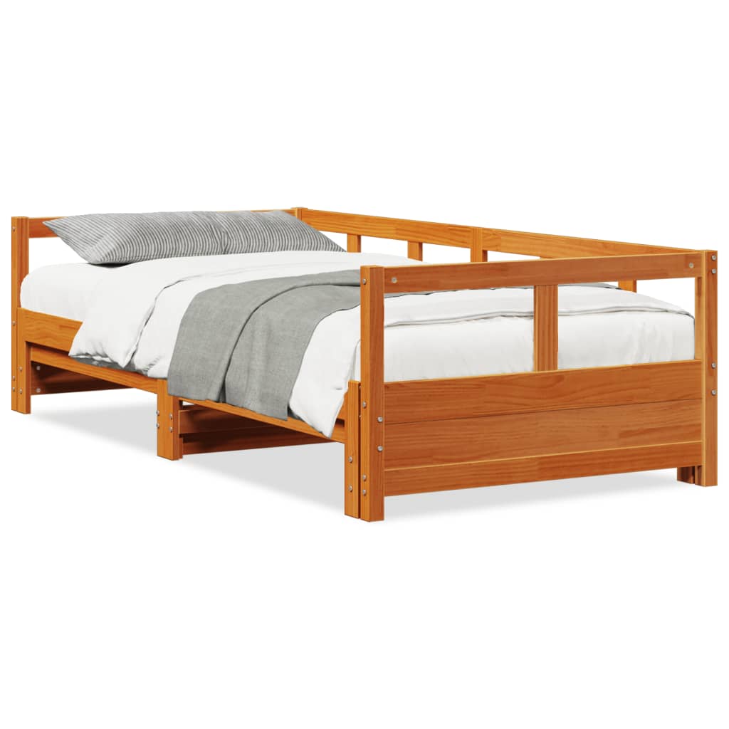 Viaszbarna tömör fenyőfa kanapéágy matrac nélkül 80 x 200 cm Viaszbarna tömör fenyőfa kanapéágy matrac nélkül 80 x 200 cm