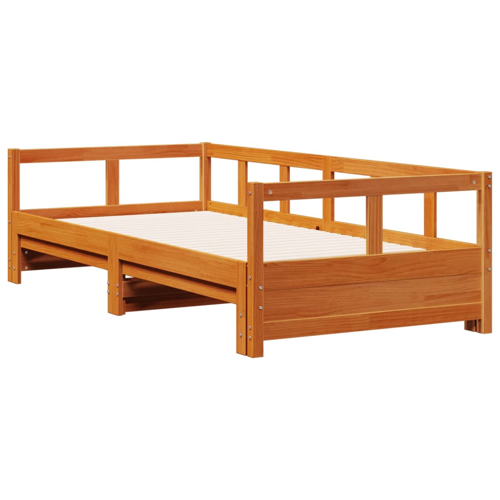 Viaszbarna tömör fenyőfa kanapéágy matrac nélkül 80 x 200 cm Viaszbarna tömör fenyőfa kanapéágy matrac nélkül 80 x 200 cm