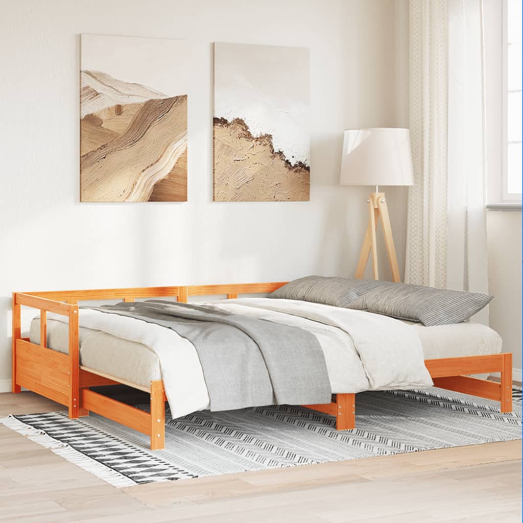 Viaszbarna tömör fenyőfa kanapéágy matrac nélkül 80 x 200 cm Viaszbarna tömör fenyőfa kanapéágy matrac nélkül 80 x 200 cm
