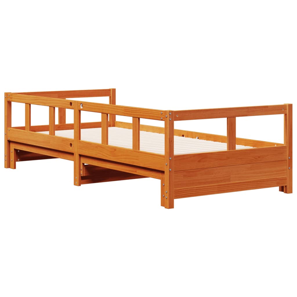 Viaszbarna tömör fenyőfa kanapéágy matrac nélkül 80 x 200 cm Viaszbarna tömör fenyőfa kanapéágy matrac nélkül 80 x 200 cm