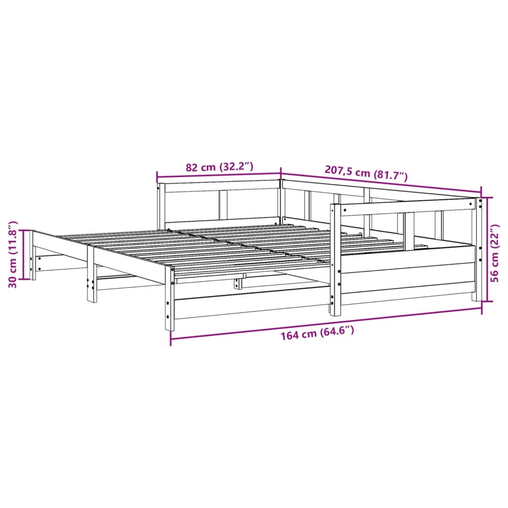 Viaszbarna tömör fenyőfa kanapéágy matrac nélkül 80 x 200 cm Viaszbarna tömör fenyőfa kanapéágy matrac nélkül 80 x 200 cm