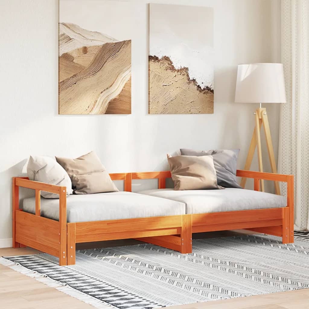 Viaszbarna tömör fenyőfa kanapéágy matrac nélkül 80 x 200 cm Viaszbarna tömör fenyőfa kanapéágy matrac nélkül 80 x 200 cm