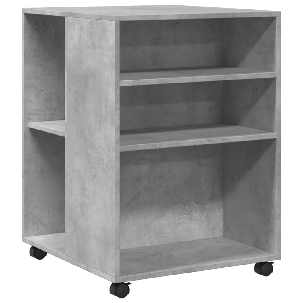 Betonszürke szerelt fa kisasztal kerekekkel 55 x 60 x 78 cm