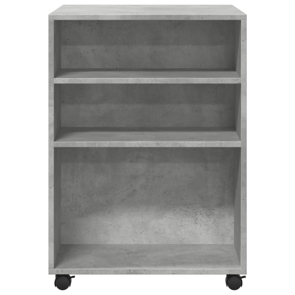 Betonszürke szerelt fa kisasztal kerekekkel 55 x 60 x 78 cm