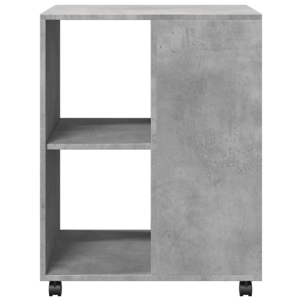 Betonszürke szerelt fa kisasztal kerekekkel 55 x 60 x 78 cm