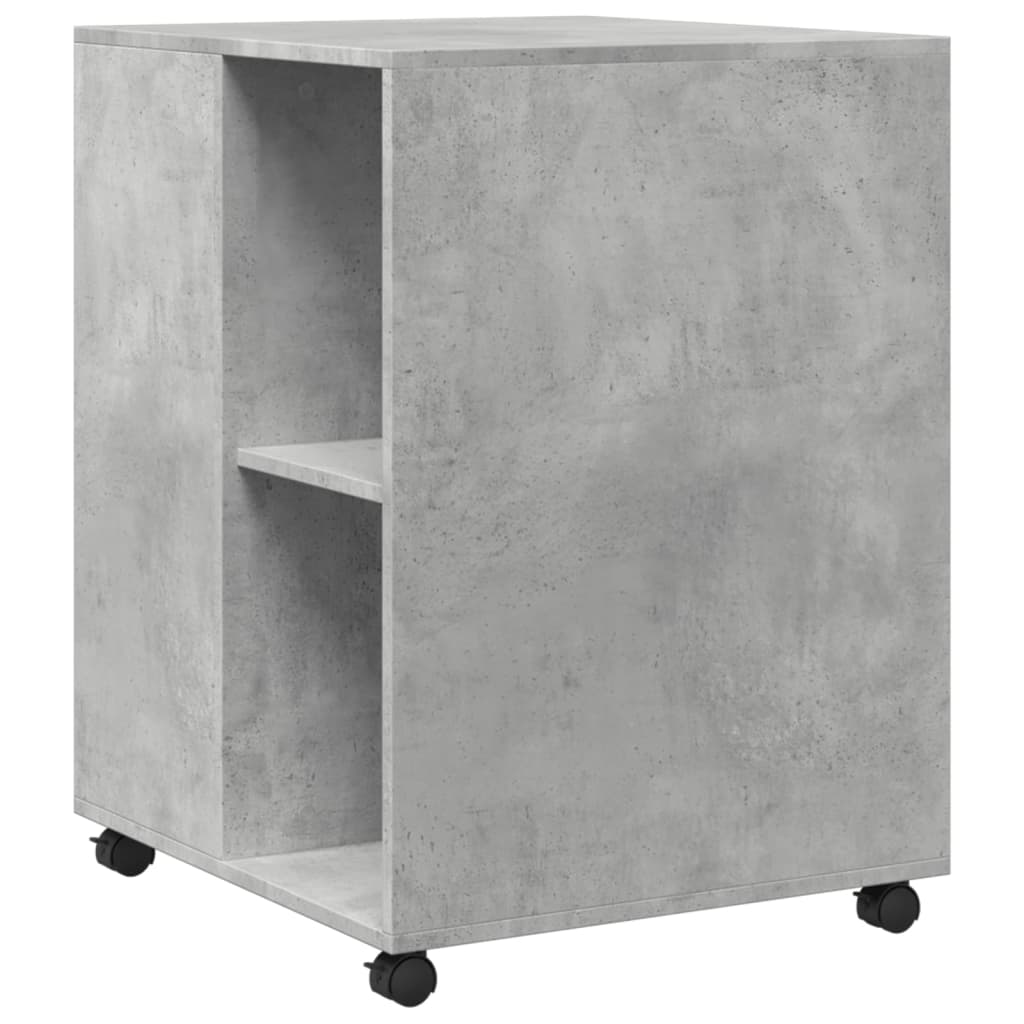 Betonszürke szerelt fa kisasztal kerekekkel 55 x 60 x 78 cm