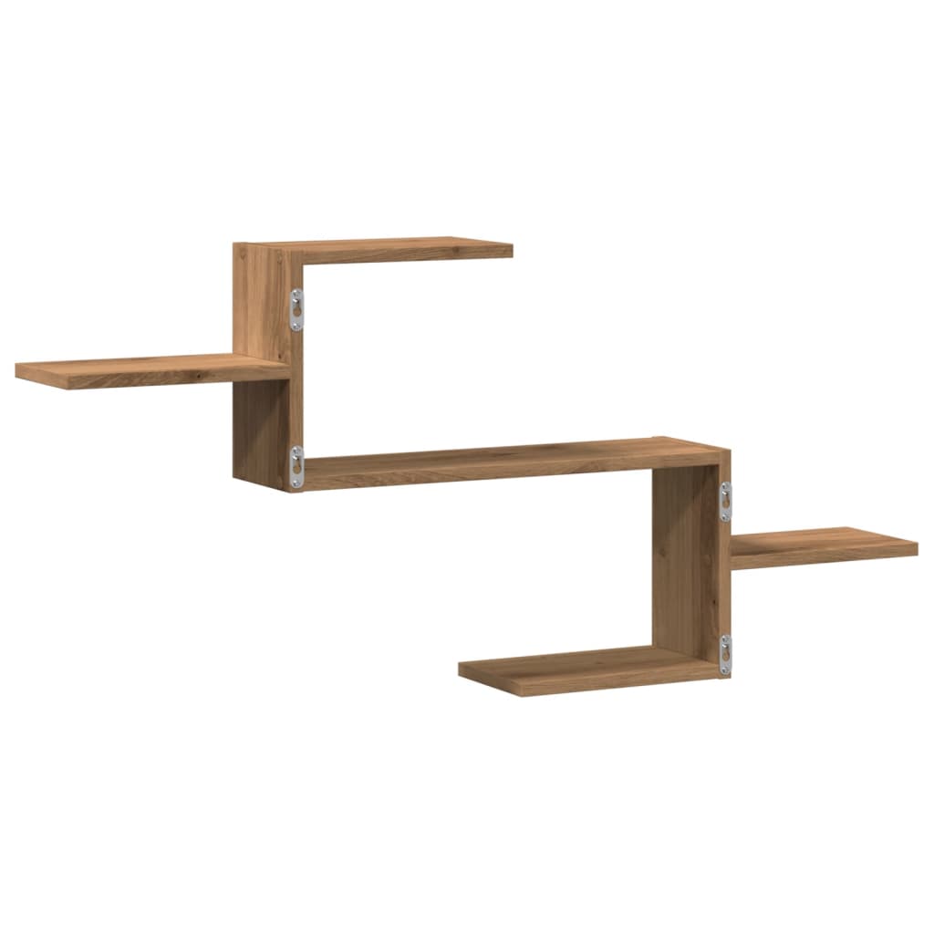 Kézműves tölgy színű szerelt fa fali polc 104 x 15 x 49 cm