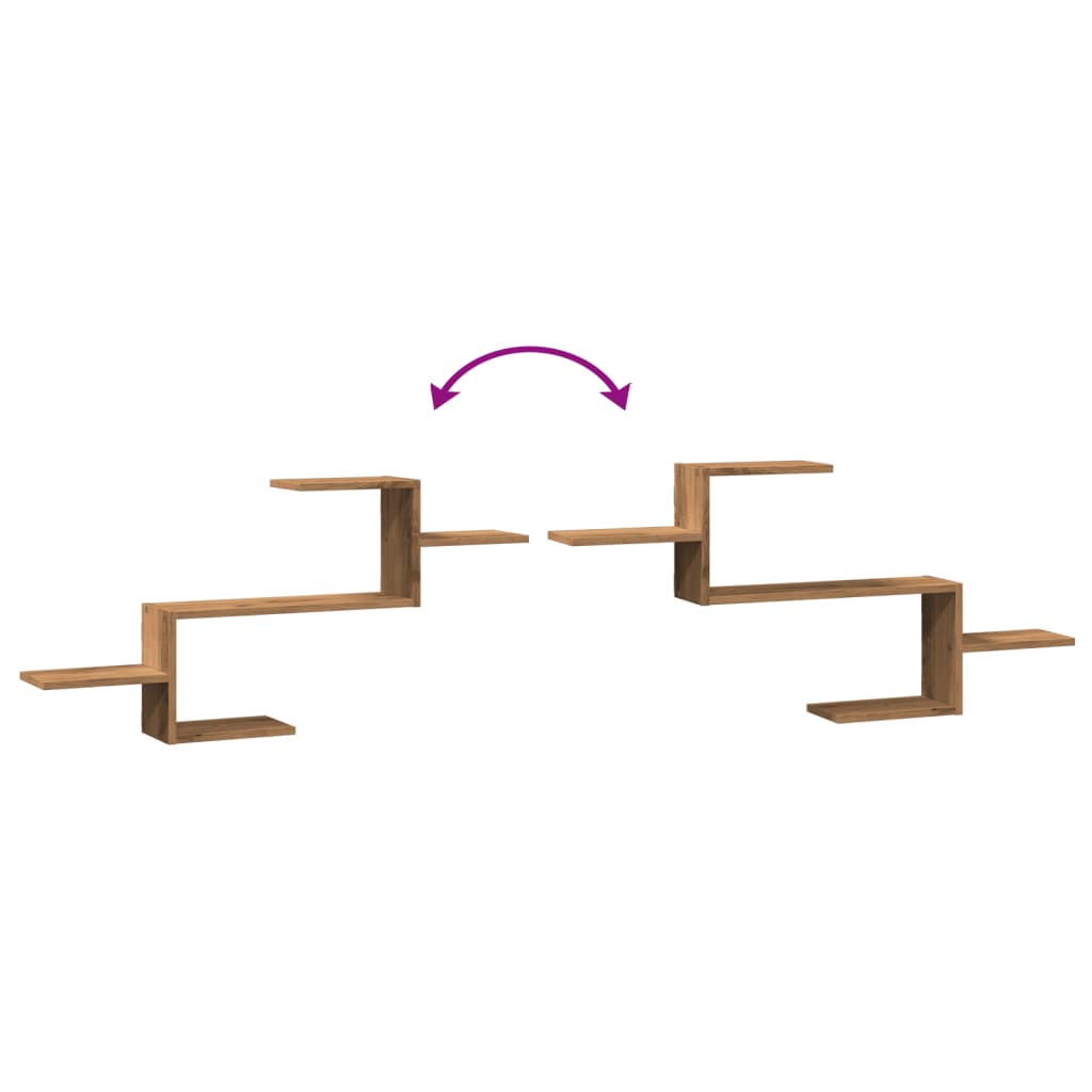 Kézműves tölgy színű szerelt fa fali polc 104 x 15 x 49 cm