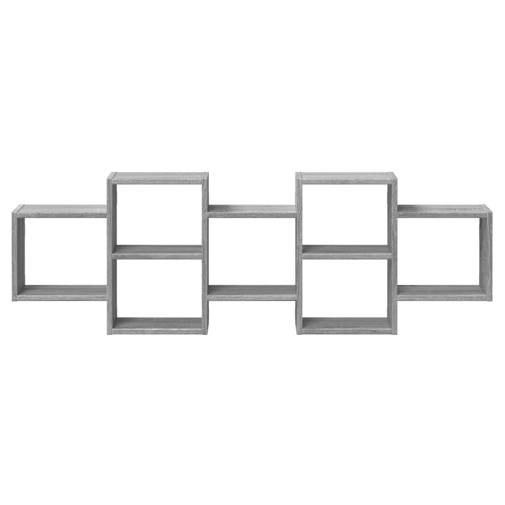 Szürke sonoma színű szerelt fa fali polc 129 x 18 x 42 cm