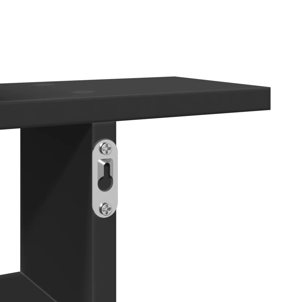 2 db fekete szerelt fa fali polc 38 x 12 x 38 cm