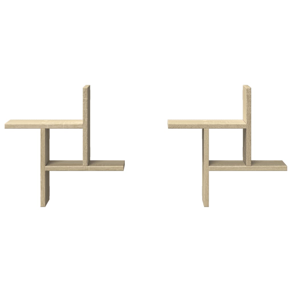 2 db sonoma tölgy színű szerelt fa fali polc 38 x 12 x 38 cm